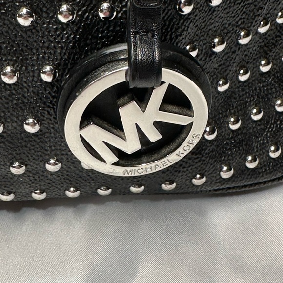 Michael Kors Black Studded Tote Silver Tone Hardware EUC comes w/ MK Dust Bag - Picture 2 of 16